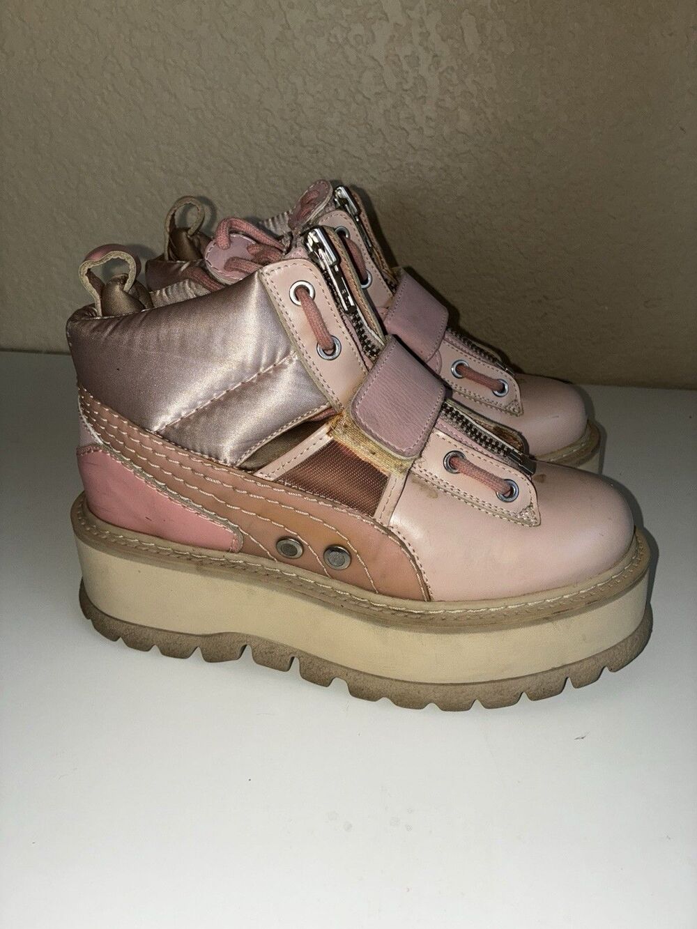Puma X Fenty Rihanna Sneaker Boot Strap Silver Pink/ Bridal Rose Women’s 8.5